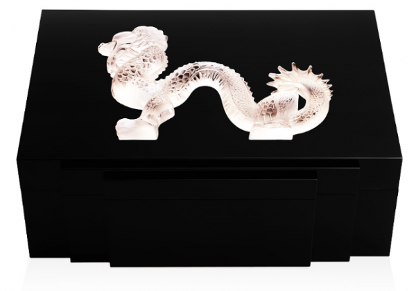 Lalique Dragon Cigar Humidor in Black Lacq 100ct