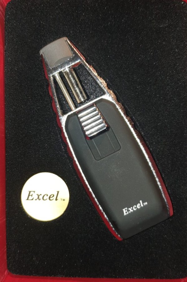 Excel Metal Single Jet Flame Inside Lighter - Chrome/Black
